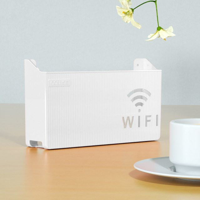 EH-LIFE Wandregal für Wifi Router und Kabelhalterung aus Kunststoff, Grau, Breite: 24,2 cm, Höhe: 12,5 cm, Tiefe: 8,8 cm - Bild 1