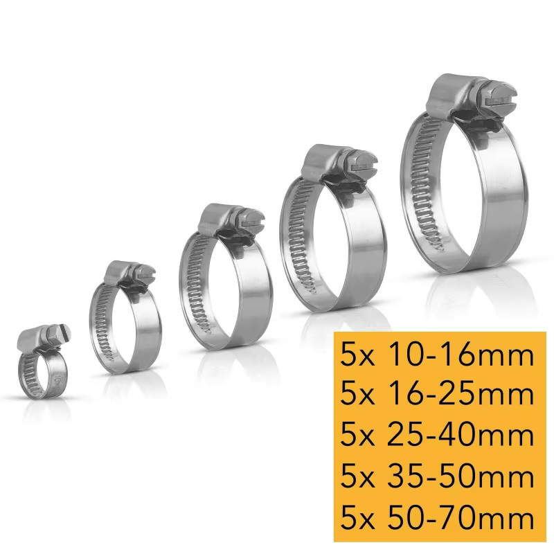 25 Stück Metall-Rohrschellen von ZENHOSIT in Silber, Kreuz-Design für Luftschlauch, Wasserleitung und Kraftstoffschlauch, Durchmesser: 16–70 mm - Bild 2