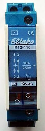 Eltako Schaltrelais R12-110-24V in Blau mit 1 Schließer und 1 Öffner, Nennspannung 24 V, Schaltstrom max. 8 A - Bild 1