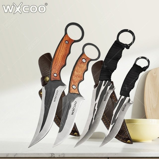 WXCOO Multifunktionales handgeschmiedetes Küchenmesser aus Edelstahl in Silber mit Holzgriff als Grillmesser, Metzgermesser und Fleischbeil - Bild 1