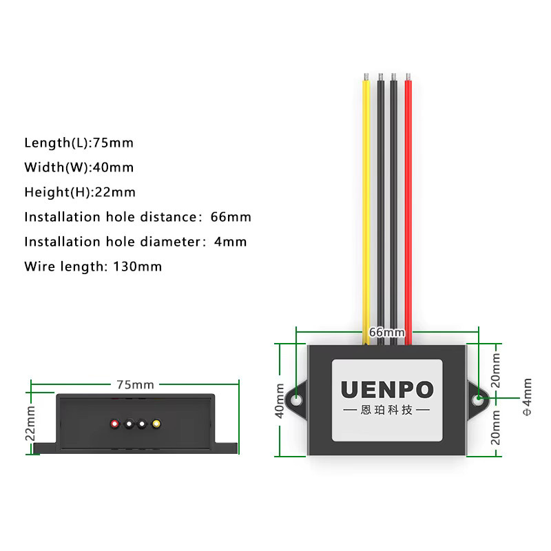 UENPO 12V auf 12V Spannungsstabilisator Schwarz, Automatisches Aufwärts- und Abwärtsmodul für Fahrzeuge (6V-20V auf 12V-13,8V) - Bild 4