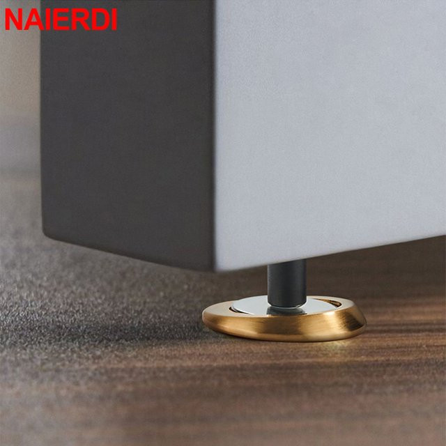 NAIERDI Unsichtbarer Magnet-Türstopper aus Zinklegierung in Silber, verstellbare Türsaugung aus Kupfer mit gebürstetem Finish - Bild 1