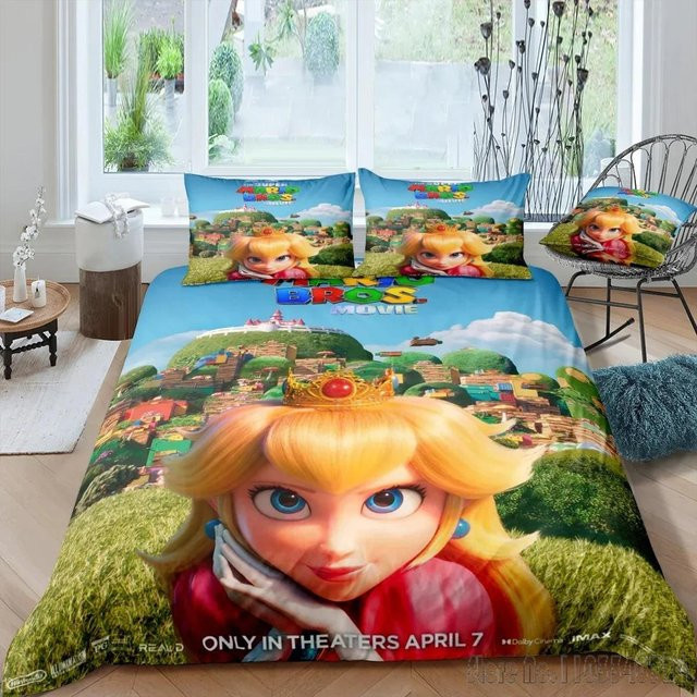Bettwäsche-Set Prinzessin Peach von Lodestar mit Bettdeckenbezug und Kissenbezug, Mehrfarbig, King Größe, B: 245 cm, H: 210 cm - Bild 1