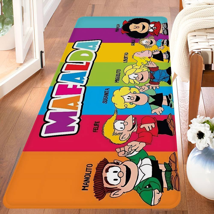 Miniso M-Mafalda Cartoon Teppich Retro Multicolor Rutschfest für Wohnzimmer und Küche B/T: 80 x 50 cm - Bild 3