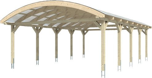 Skan Holz Carport Franken Bogendach mit Doppelstegplatten in Beige, B/T: 635 x 969 cm, Höhe: 325 cm - Bild 3