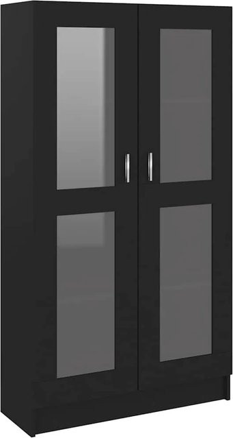 vidaXL Vitrinenschrank Schwarz mit Glastüren aus Holzwerkstoff und Glas, B/T/H: 82,5 x 30,5 x 150 cm - Bild 1