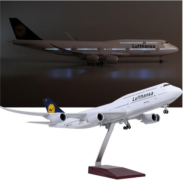 ZOCO Lufthansa B747-8 Flugzeugmodell, Maßstab 1:150, mit Lichtern und Fahrwerk - Bild 1