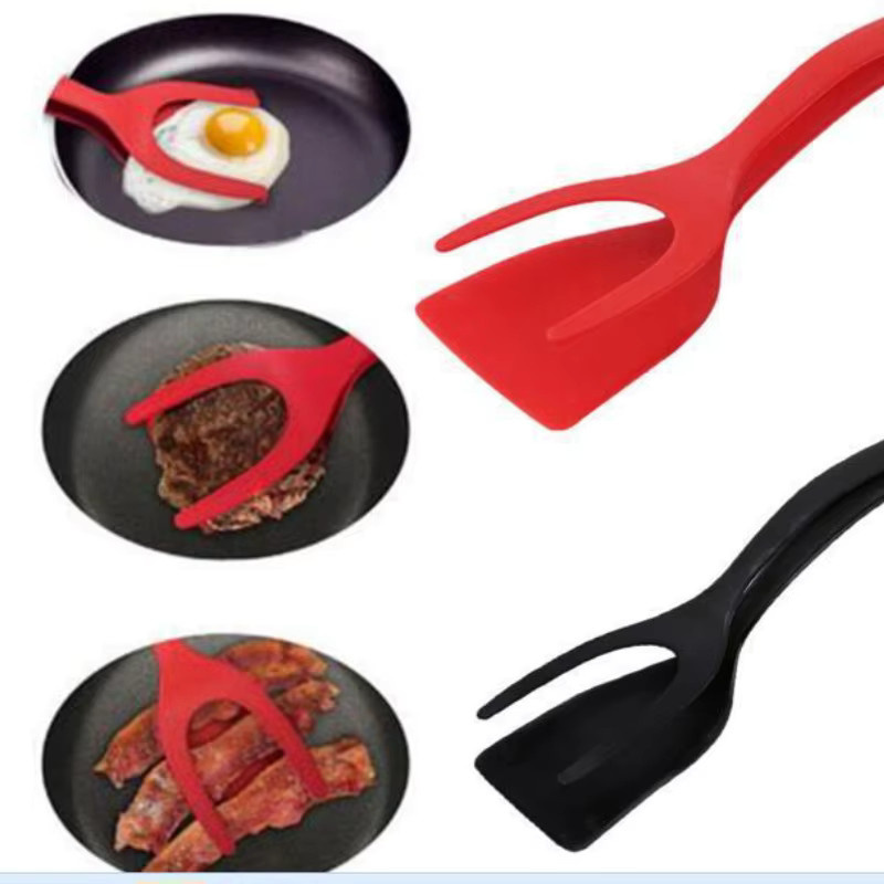 Cocina 2-in-1 Silikon-Spatel und Klappzange in Rot für Omelett, Pfannkuchen und Toast - Bild 2