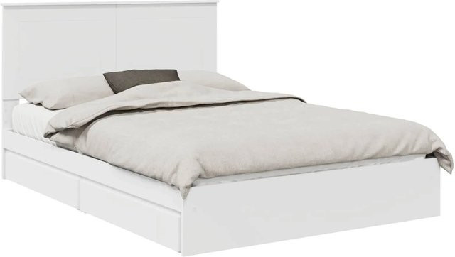 vidaXL Stauraumbett mit Kopfteil und Schubladen in Weiß, B/T/H: 140 x 190 x 143 cm - Bild 1