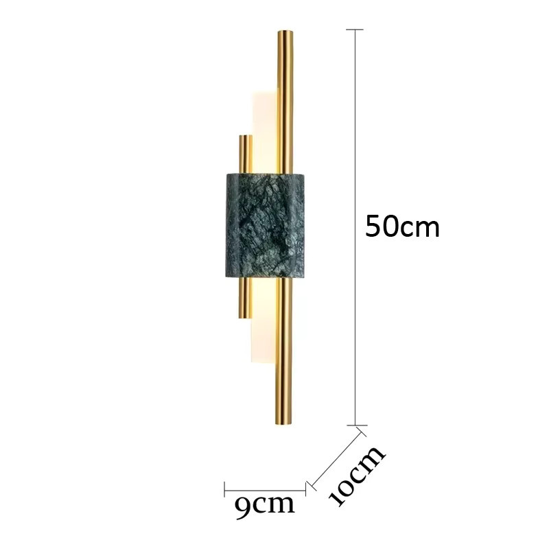 Moderne LED Wandleuchte aus Marmor in Grün und Weiß mit goldenem Design für Wohnzimmer, Schlafzimmer und Flur, 6W Warmweiß - Bild 2