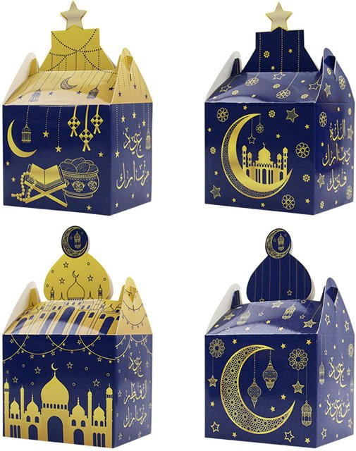 12 oder 24 Stück Eid Mubarak Geschenkkartons für Ramadan Kareem Party Dekoration in Mehrfarbig und Blau aus Papier - Bild 1