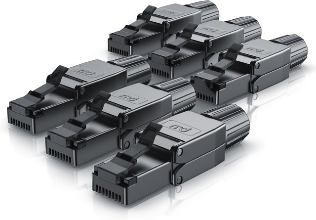 Primewire 6er Set Netzwerk-Adapter RJ-45 CAT 8 Ethernet LAN Kabel, 40 Gbit/s, schwarz - Bild 1