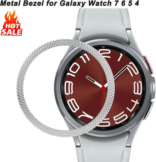 CAOWTAN Metalllünette Abdeckring für Samsung Galaxy Watch, Edelstahl, Silber - Bild 1