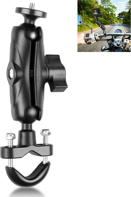 PULUZ Motorrad-Lenker-Halterung mit U-Bolzen für Insta360, GoPro und DJI Osmo Action-Kameras, Schwarz - Bild 1