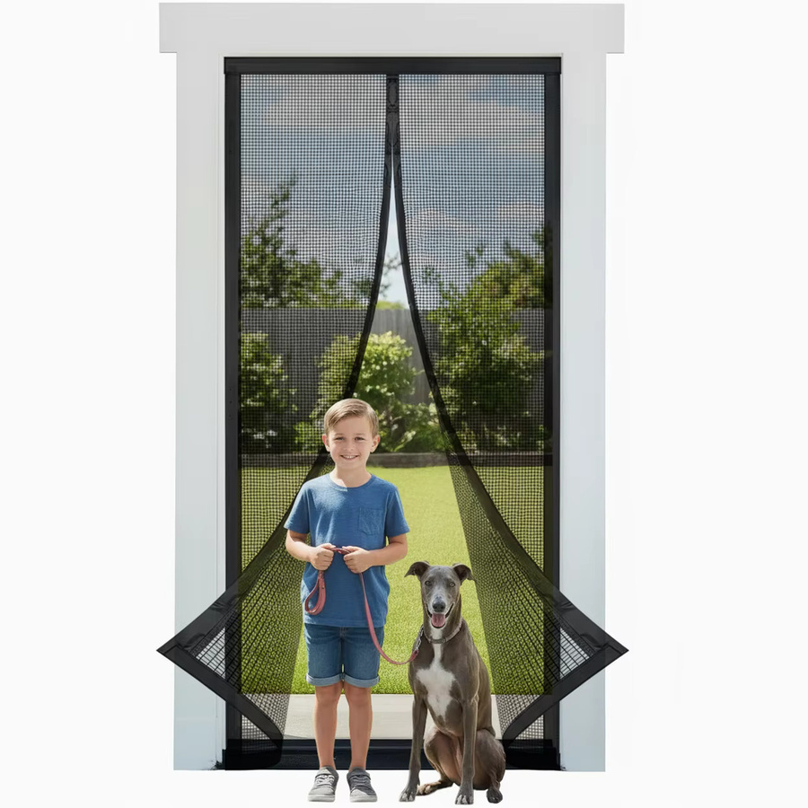TranquilTouch Magnetische Insektenschutz-Tür aus transparentem Polyester in Schwarz - Bild 5