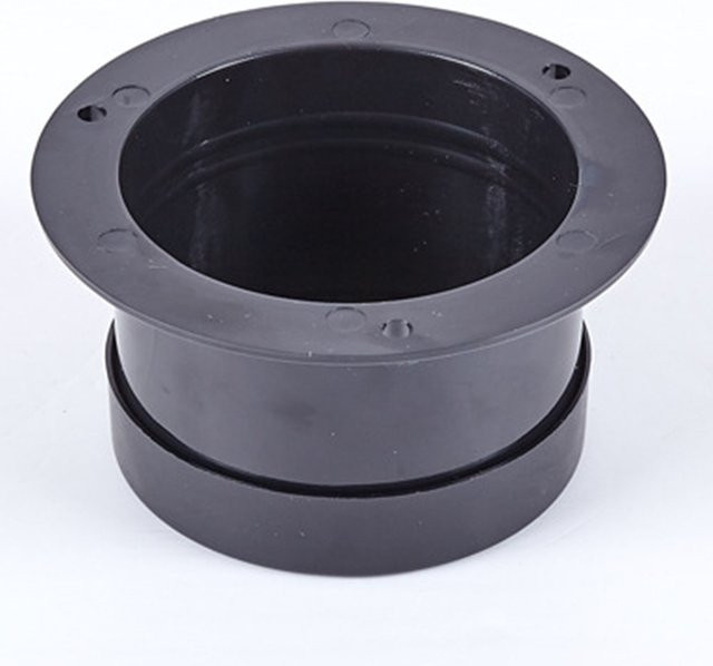 Korrosionsbeständige ABS-Luftkanalverbindung als Flanschverbindung für gerade Rohre in runder Form zur Wandmontage, Farbe: Schwarz, Durchmesser: 75 mm - Bild 1