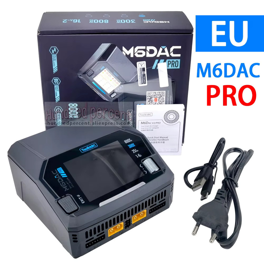 ToolkitRC M6DAC PRO V2 Intelligentes Zweikanal Ladegerät in Schwarz mit AC 200W und DC 800W für LiPo LiHV Batterien sowie USB-C PD 65W Unterstützung - Bild 2