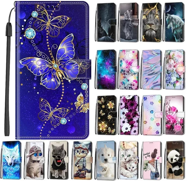 Blumenmuster Leder Wallet Flip Case für Samsung Galaxy S24+ S23 FE S24 Ultra Plus S24Plus 5G in Multicolour mit Standfunktion und Book Cover Design - Bild 1