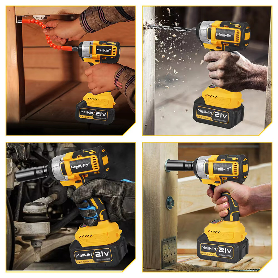 MELLWIN 3-in-1 Akku-Schlagschrauber Set mit bürstenlosem Motor, passend für Makita 18V LXT, Gelb - Bild 5