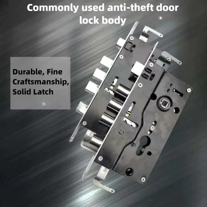 Diebstahlsicheres mechanisches Türschloss in Silber mit quadratischem Schlosskörper 24 x 240 mm und Zylinderschloss 30 x 240 mm für technische Anwendungen - Bild 1