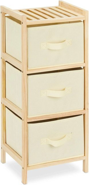Relaxdays Badregal aus Holz in Beige mit 3 Körben, faltbar und freistehend, B/T/H: 65 x 28 x 25,5 cm - Bild 1