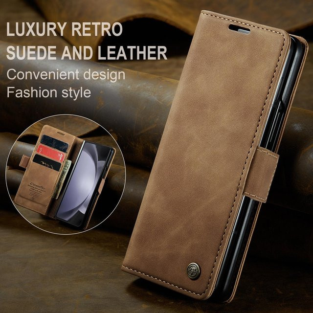 Business-Vollledertasche für Samsung Galaxy Z Fold 4 und Z Fold 5 in Braun mit Kartensteckplätzen - Bild 1