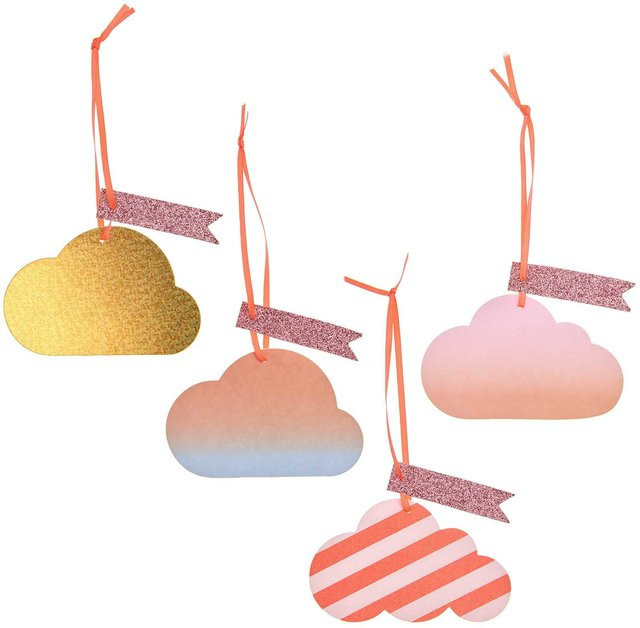 Rico Design Paper Poetry Geschenkanhänger Wolken in Multicolor mit Glitterkarton, 4 Stück - Bild 1