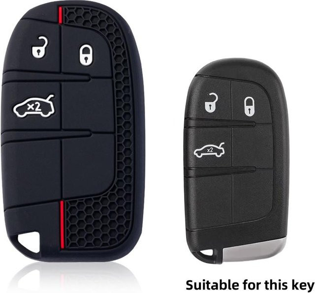 Silikon Auto Schlüsselabdeckung Hülle in Schwarz für Fiat Dodge Ram Charger Journey Durango Jeep Grand Cherokee Chrysler - Bild 1