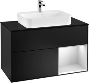 V&B Waschtischunterschrank Finion 100 Wandbeleuchtung in Weiß und Blau lackiert, B/T/H: 100 x 50,1 x 50,1 cm - Bild 1