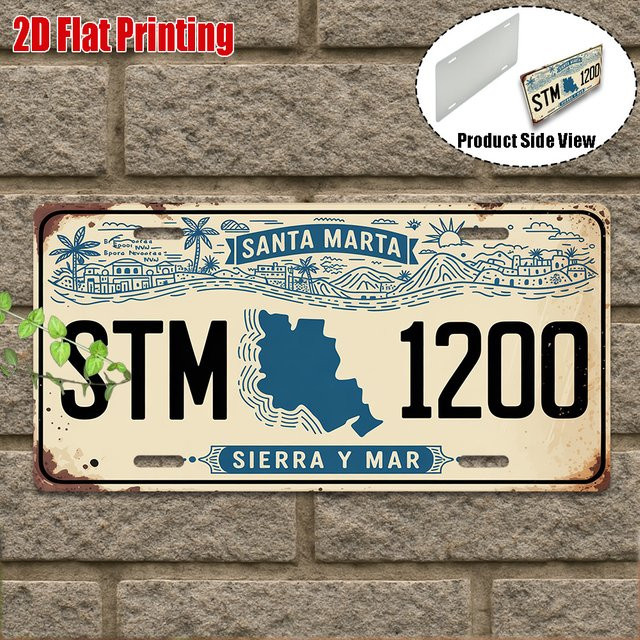 Vintage Aluminiumschild Sierra Y Mar Decor Santa Marta STM 1200 Wandkunst Multicolor B: 30,0 cm, H: 30,0 cm - Bild 1