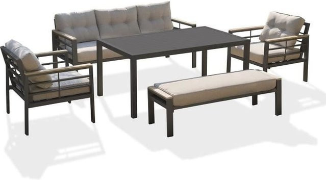 DCB GARDEN Gartenmöbel Set CAYENNE aus Aluminium, 6-teilig, Anthrazitgrau - Bild 1