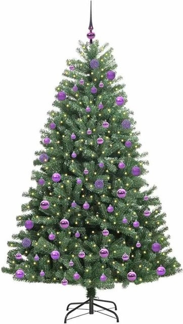 vidaXL Künstlicher Weihnachtsbaum in Grün mit 300 warmweißen LEDs, Höhe: 210 cm - Bild 1