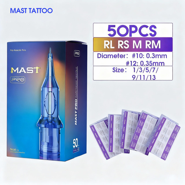 Mast PRO Tattoo Patrone Nadeln, Gemischte Größen, 50 Stück, Unisex - Bild 1