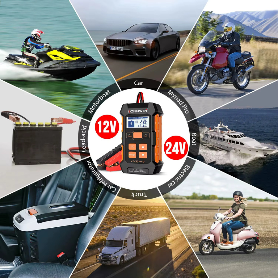 KONNWEI KW520 3 in 1 Multifunktionaler Autobatterietester und Ladegerät für Blei-Säure, AGM und Gel Lithium Batterien in Schwarz - Bild 3