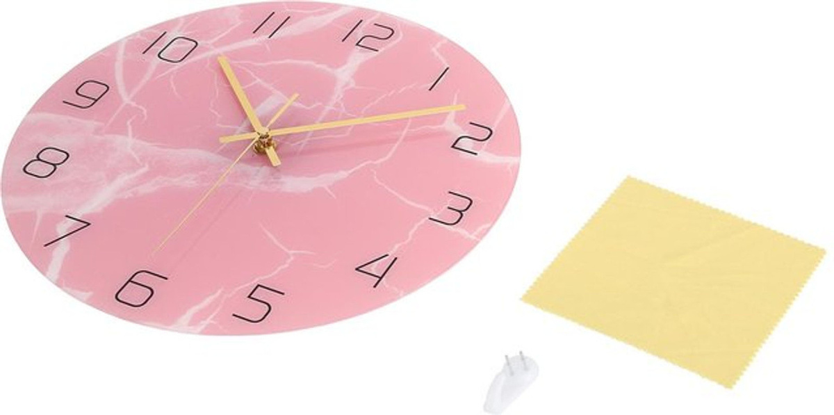 CosyHome Wanduhr Rosa Quadratisch mit UV-Print, Analoge Geräuschlose Wanduhr aus Kunststoff für Wohnzimmer und Schlafzimmer, Durchmesser: 30 cm - Bild 1