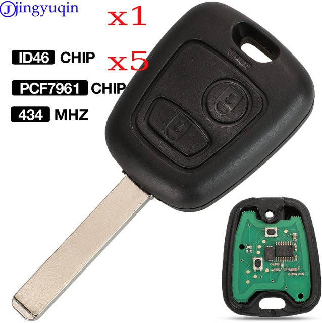 Jingyuqin Keyless Go Fernbedienung Auto Schlüssel mit PCF7961 Chip für Peugeot 307 und Citroen C1 C3 in Schwarz - Bild 1