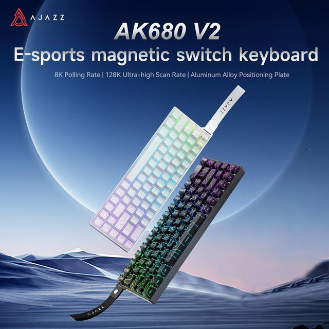 Ajazz AK680 V2 Hall-Effect Magnetische Schalter-Tastatur in Schwarz mit RGB-Beleuchtung und kompaktem 68-Tasten-Layout - Bild 1