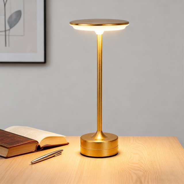 KDULIT LED Tischlampe mit Touch-Sensor, USB wiederaufladbare kabellose Leselampe und Nachtlicht mit stufenloser Dimmung, modern aus Metall, B/T/H: 28,2 x 13,0 x 13,0 cm - Bild 1