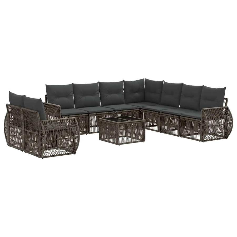 vidaXL Gartensofa-Set 10-teilig aus Poly-Rattan in Grau und Anthrazit mit Polsterung und Outdoor-Tisch - Bild 2