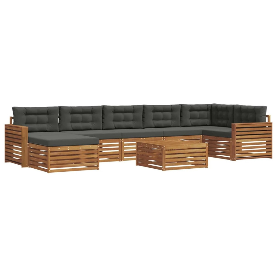 vidaXL Sofagarnitur 8-teilig U-Form aus Massivholz Akazie in Natur und Anthrazit - Bild 2