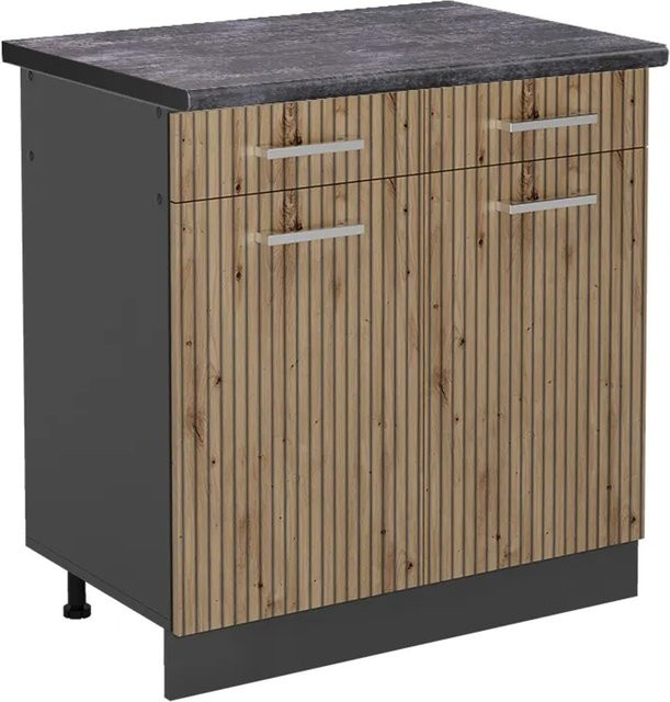 Vicco Küchenunterschrank R-Line Artisan-Eiche und Anthrazit, B/T/H: 80 x 60 x 81,6 cm - Bild 1