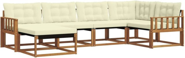 vidaXL Outdoor-Sofagarnitur 18-tlg. aus Massivholz Akazie in Braun und Beige mit Polstern und Textilene-Elementen für Garten und Terrasse - Bild 1