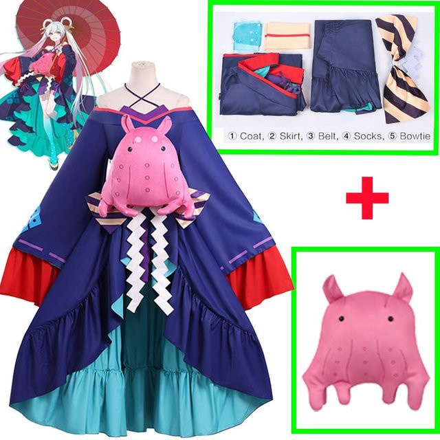 Anime Kosmische Prinzessin Kaguya Cosplay Kostüm, Dunkelblaues Kleid, XL - Bild 1
