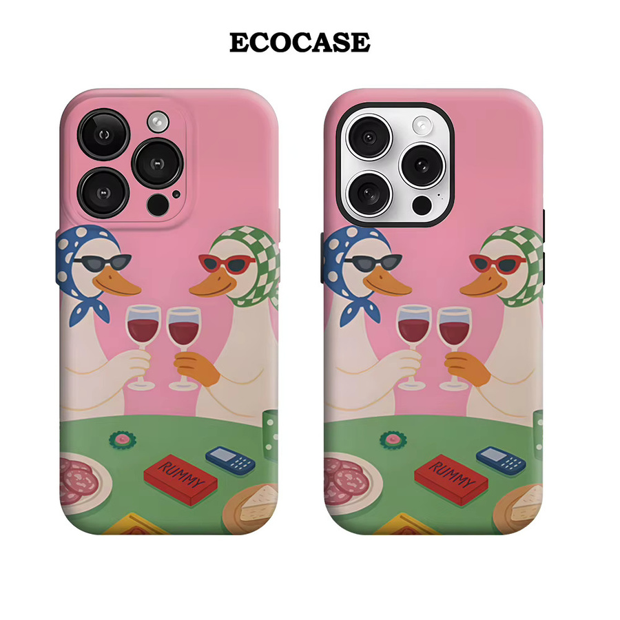 Potdemiel Handyhülle Chic Ducks Wine Night für iPhone 17 16 15 14 13 12 Pro Max Plus mit doppelschichtiger Rückseite - Bild 2