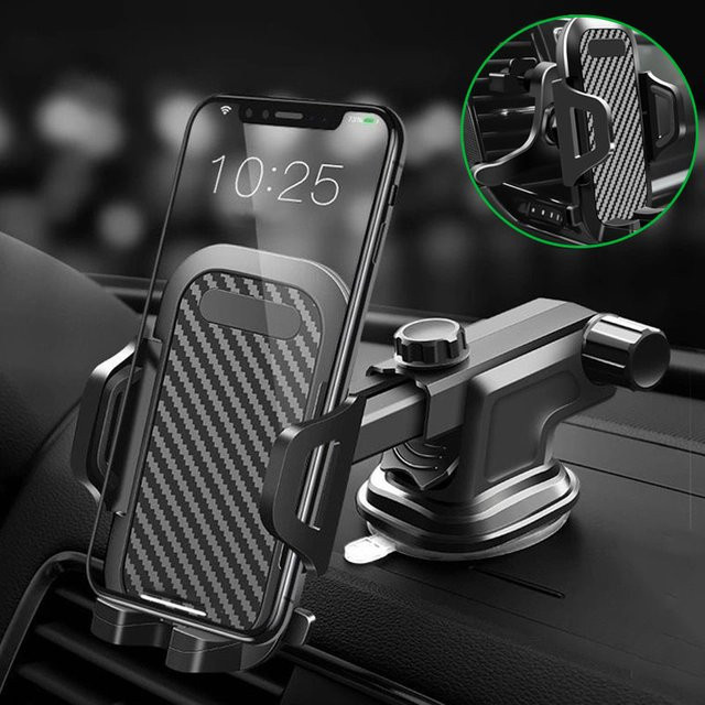 VIKEFON Multifunktionale Universal Auto Telefonhalterung in Schwarz für Dashboard, Windschutzscheibe oder Lüftungsschlitz zur Befestigung von iPhone, Samsung und Xiaomi sowie GPS-Geräten - Bild 1