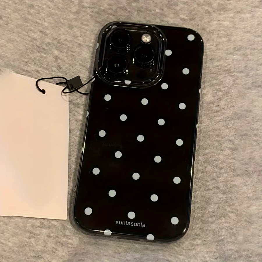 Handyhülle mit Polka-Dot-Muster und Feder-Textur für Xiaomi Redmi Note 14 13 12 11 10 9 Pro Plus 4G 5G in Schwarz-Weiß - Bild 2