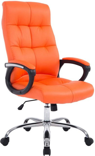 TPFLiving Bürostuhl Posan Executive Chair aus Kunstleder in Orange mit Armlehnen und Rollen - Bild 1