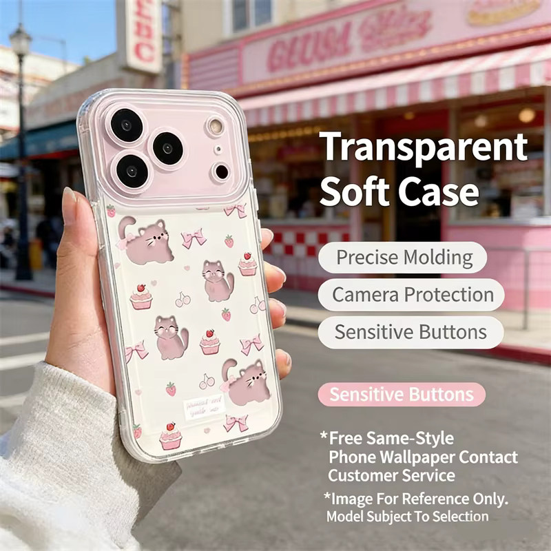 Niedrige Handyhülle mit Kätzchen- und Welpen-Design für Apple iPhone 17 Pro Max, iPhone 17e, 16, 15, 14 in Transparent - Bild 3
