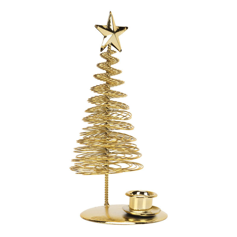 Koogeelife Kerstbaum Kerzenständer mit Stern aus Metall in Gold für die Weihnachtsdekoration - Bild 2