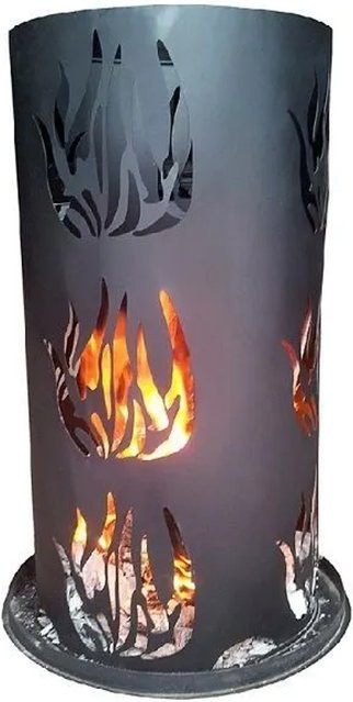 Lex Feuersäule Feuerkorb aus Stahl in Schwarz mit Feuerrost und Schürhaken, Höhe: 60 cm - Bild 1